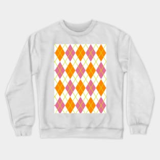 Orange Pink Gold Argyle Pattern Print Retro Vintage Punk Rock Band Crewneck Sweatshirt